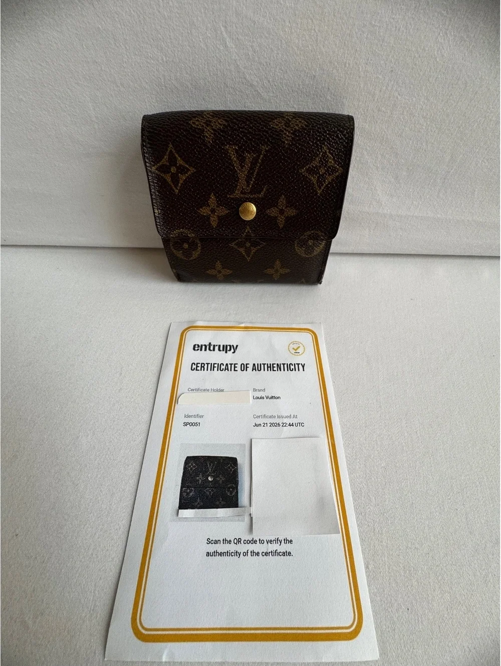 Louis Vuitton Elise Monogram Trifold Wallet Vintage 2001 France SP0051 Entrupy